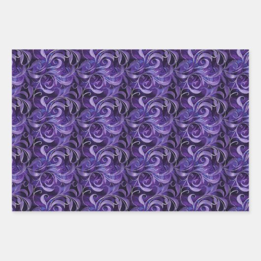 Paarse Kerst Elegantie Patroon Zilver Accent Inpakpapier Vel (Voorkant 3)