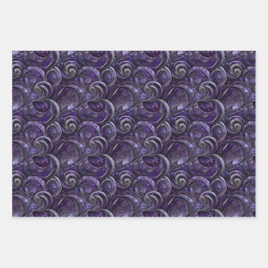 Paarse Kerst Elegantie Patroon Zilver Accent Inpakpapier Vel (Voorkant)