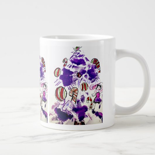 Paarse kerst grote koffiekop (Rechts)