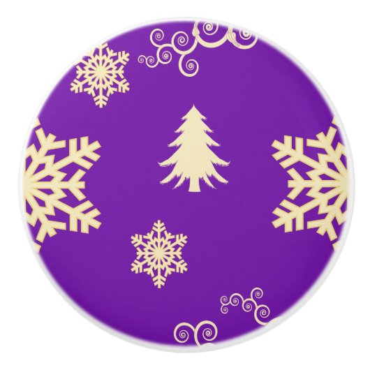 Paarse kerst keramische knop (Voorkant)