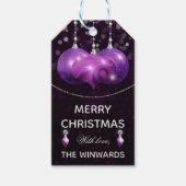 Paarse kerst met Agate & Silver Baubles Cadeaulabel (Voorkant)