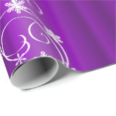 Paarse kerst met witte zwellen en sneeuwvlokken cadeaupapier (Rol Hoek)