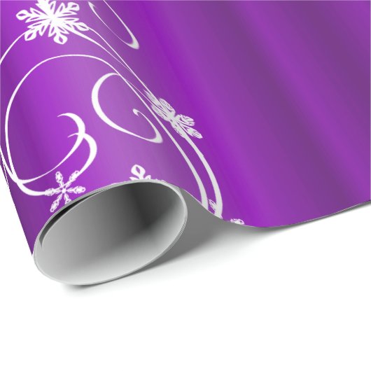 Paarse kerst met witte zwellen en sneeuwvlokken cadeaupapier (Rol Hoek)