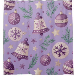 Paarse Kerst Ornament Douchegordijn – Feestelijk
