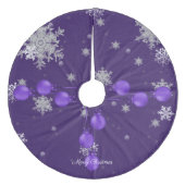 Paarse Kerst Ornamente Boomrok Fleece Kerstboom Rok (Voorkant)