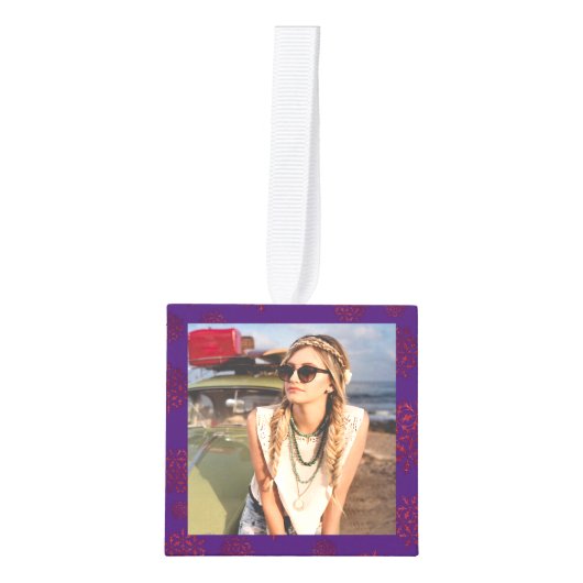 Paarse Kerst Photo Cube Decoratie (Voorkant)