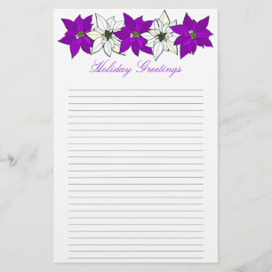 Paarse Kerst Poinsettia Gelinieerd Schrijfpapier Briefpapier
