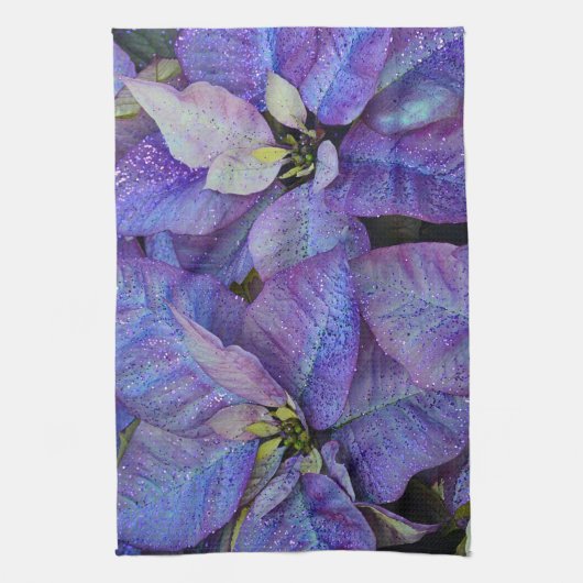 Paarse kerst poinsettia theedoek (Verticaal)