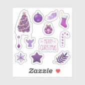 Paarse Kerst stickers (Vel)