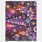 Paarse Kerst Thema Hard Pastel Tekening Fleece Deken (Voorkant)