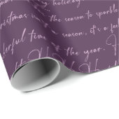 Paarse Kerst Typografie Patroon#36 ID1009 Cadeaupapier (Rol Hoek)