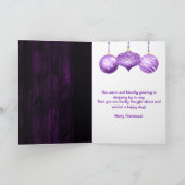 Paarse kerst van Glitter Baubles Feestdagen Kaart (Binnen)