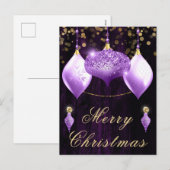 Paarse kerst van Glitter Baubles Feestdagenkaart (Voorkant / Achterkant)