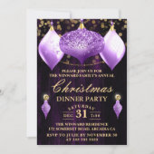 Paarse kerst van Glitter Baubles Kaart (Voorkant)