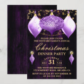 Paarse kerst van Glitter Baubles Kaart (Voorkant / Achterkant)