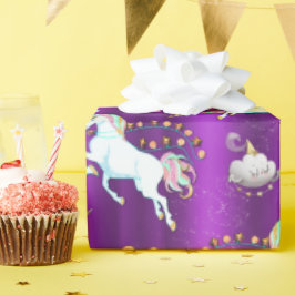Paarse kerst van Unicorn Cadeaupapier