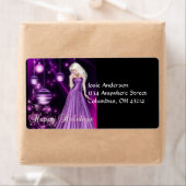 Paarse kerstAdresetiketten voor meisjes Etiket (Insitu)