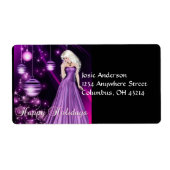 Paarse kerstAdresetiketten voor meisjes Etiket (Voorkant)