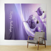 Paarse Kerstbal Vakantie Achtergrond Wandkleed (In Situ (horizontaal))