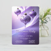 Paarse Kerstbal Vakantie Feest Uitnodiging (Staand voorkant)