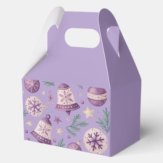 "Paarse kerstbel en Ornament gunstbox" Bedankdoosjes (Voorkant)