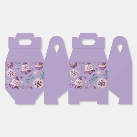 "Paarse kerstbel en Ornament gunstbox" Bedankdoosjes (Ongevouwen)