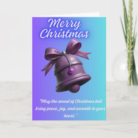 paarse kerstbel Wenskaart Feestdagen Kaart (Voorkant)