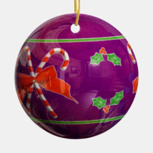 Paarse kerstbol keramisch ornament (Voorkant)