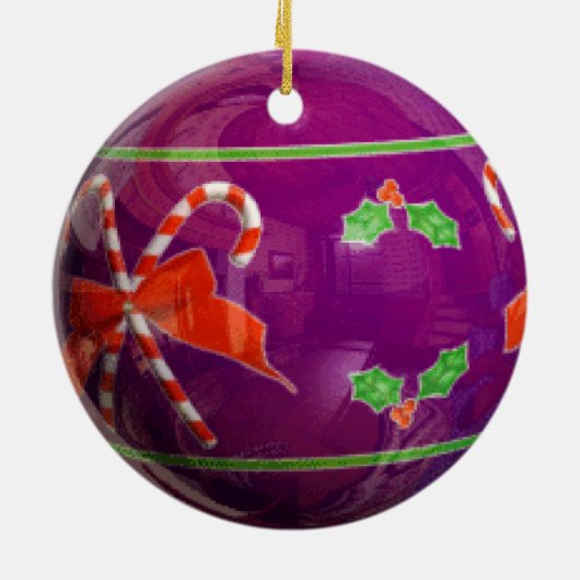 Paarse kerstbol keramisch ornament (Achterkant)