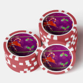 Paarse kerstbol poker chips (Opstapeling)