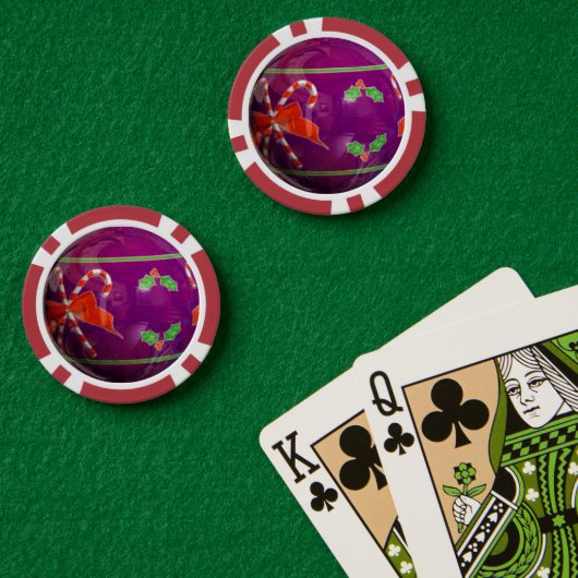 Paarse kerstbol poker chips (Pokertafel (Dubbel))