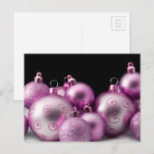 Paarse kerstbollen feestdagenkaart (Voorkant / Achterkant)