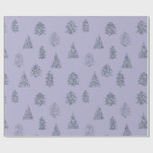 Paarse kerstbomen cadeaupapier (Vlak)