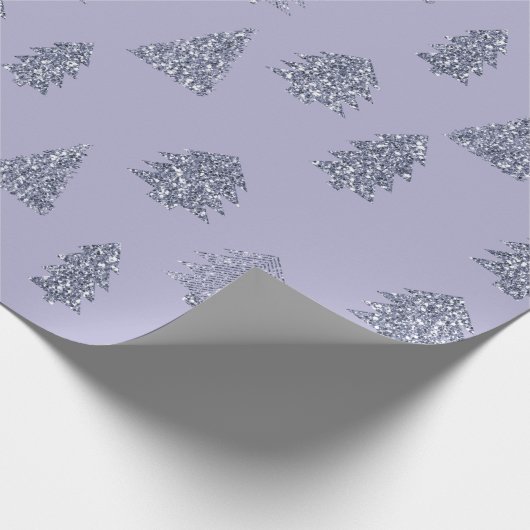 Paarse kerstbomen cadeaupapier (Hoek)