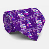 Paarse kerstbomen Collage Stropdas (Opgerold)