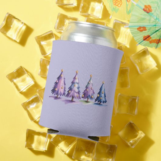 Paarse kerstbomen wintervakantie blikjeskoeler (Insitu Zomer)