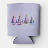 Paarse kerstbomen wintervakantie blikjeskoeler (Voorkant)