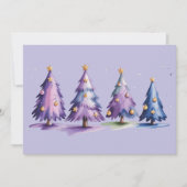 Paarse kerstbomen wintervakantie feestdagenkaart (Voorkant)