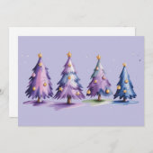 Paarse kerstbomen wintervakantie feestdagenkaart (Voorkant / Achterkant)