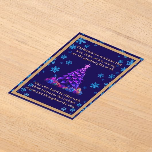 Paarse kerstboom Acryl Kaart Acryl Uitnodigingen (Laagn)