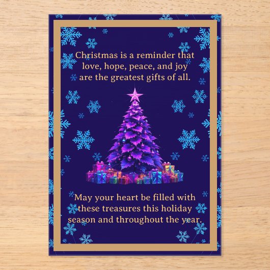 Paarse kerstboom Acryl Kaart Uitnodigingen (Voorkant)