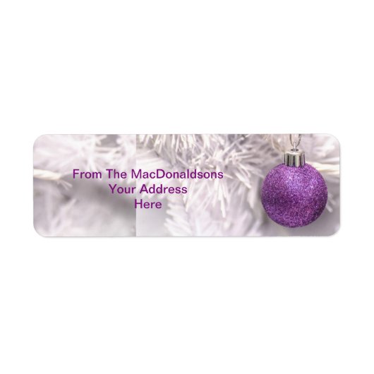 Paarse kerstboom bauble etiket (Voorkant)