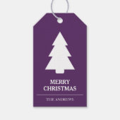 Paarse Kerstboom Cadeaulabel (Voorkant)
