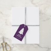Paarse Kerstboom Cadeaulabel (Met Touw)