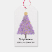 Paarse kerstboom cadeaulabel (Achterkant)