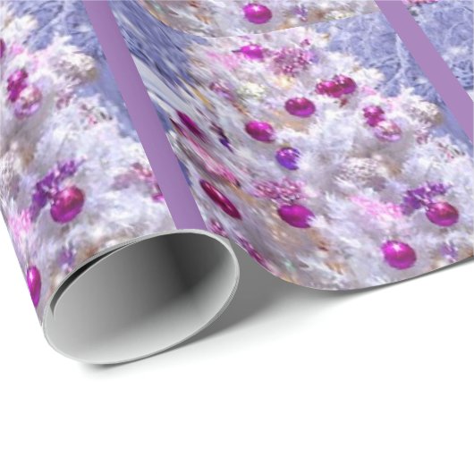 Paarse kerstboom cadeaupapier (Rol Hoek)