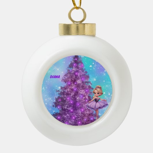 PAARSE KERSTBOOM / DANSEND MEISJE KINDER ORNAMENT (Voorkant)