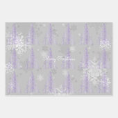 Paarse kerstboom en sneeuwvlokken inpakpapier vel (Voorkant 3)