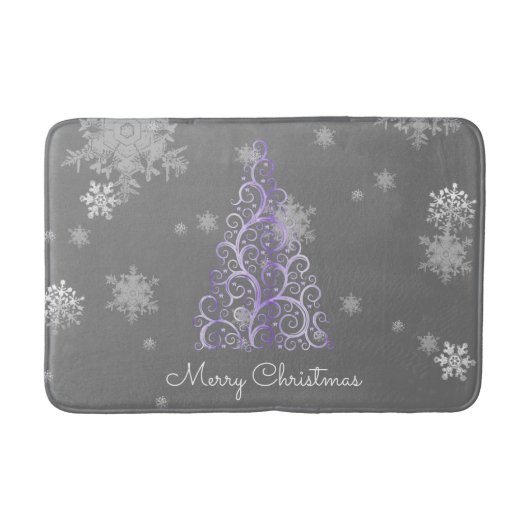 Paarse kerstboom en Snowflakes Bath Mat (Voorkant)