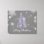 Paarse kerstboom en Snowflakes Canvas afdrukken (Voorkant)